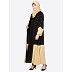 Double layered abaya- Black-Beige 